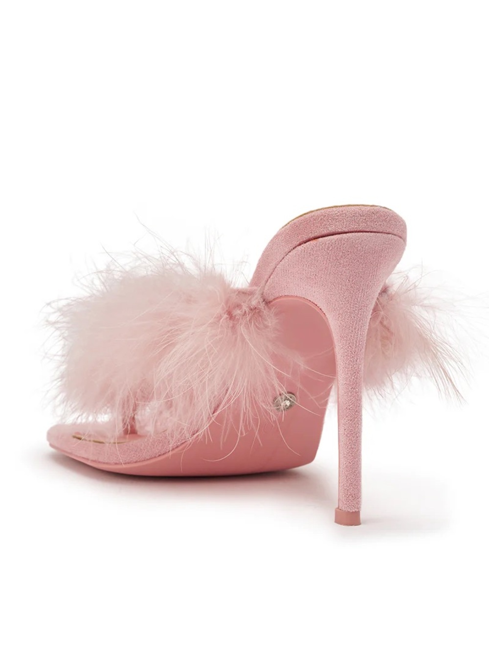 Pink Feather Heeled Sandals - Picture 2 of 4
